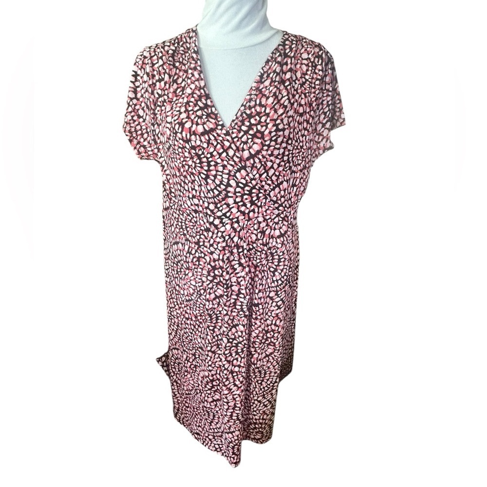 New Croft Barrow Wrap Top Dress Stretchy Size XL Pink Swirl Pattern